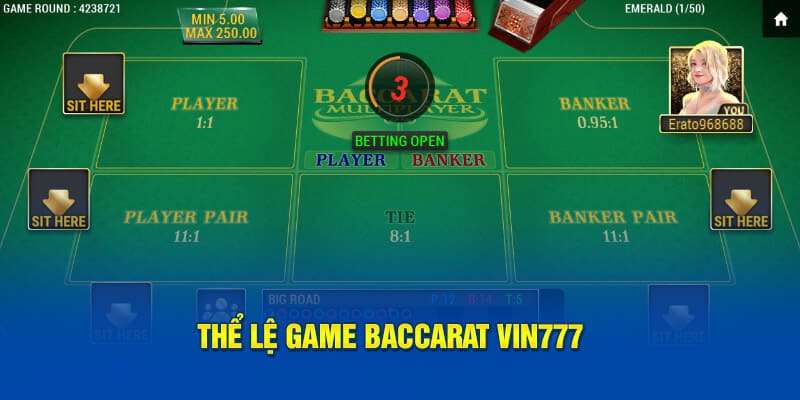 Thể lệ game baccarat vin777